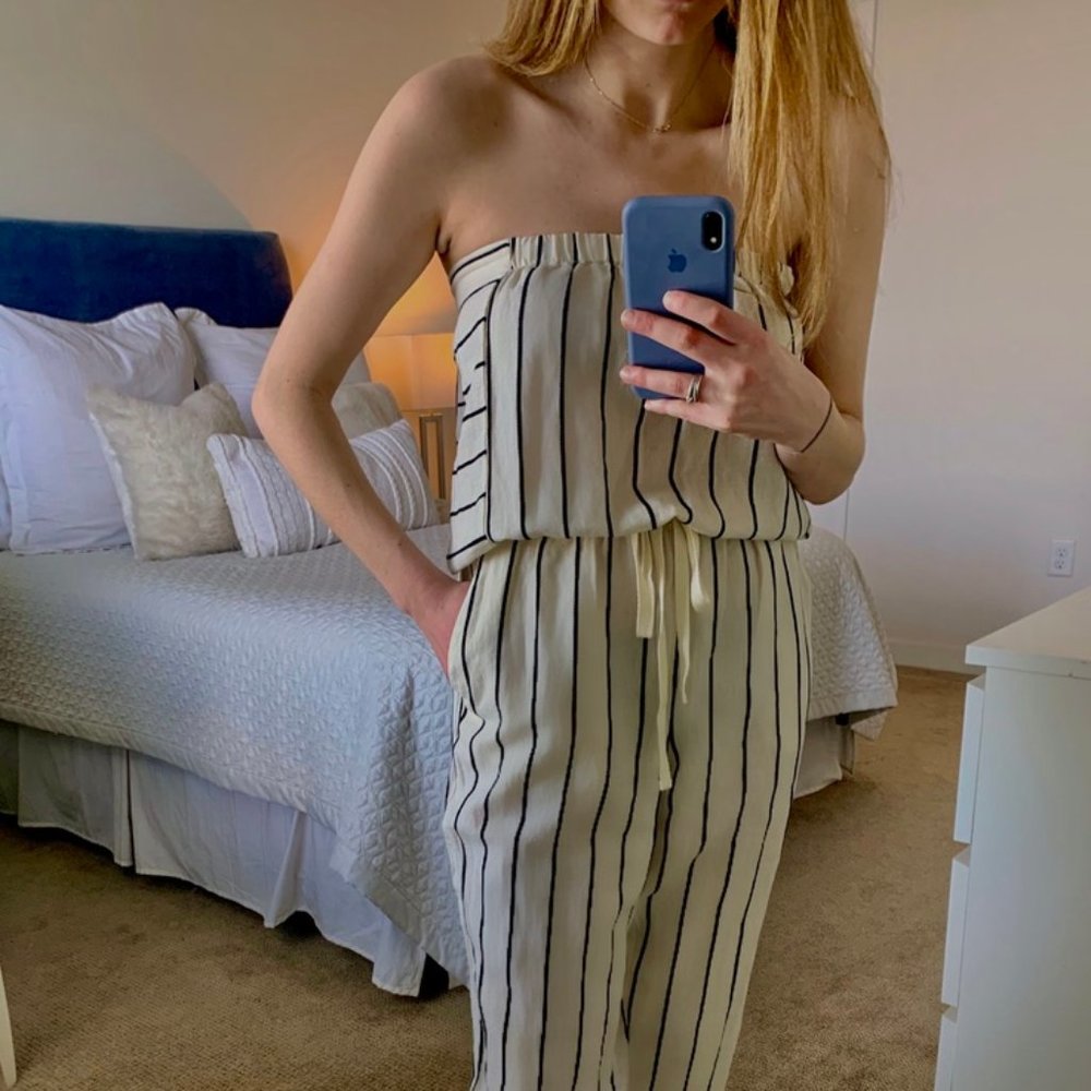 LOFT Beach Linen Strapless Jumpsuit (WORN ONCE)